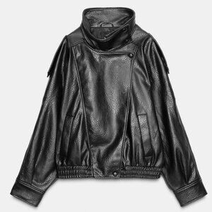 ZARA VIRAL FAUX LEATHER HIGH COLLAR JACKET SIZE M